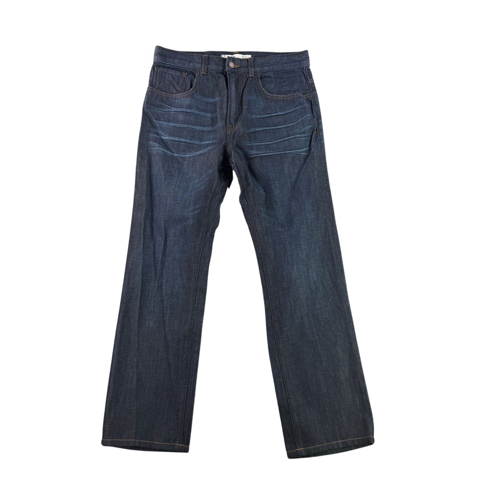 Lacoste Jeans Mens 32x30 Dark Wash Indigo Straight Whiskered Denim 10043